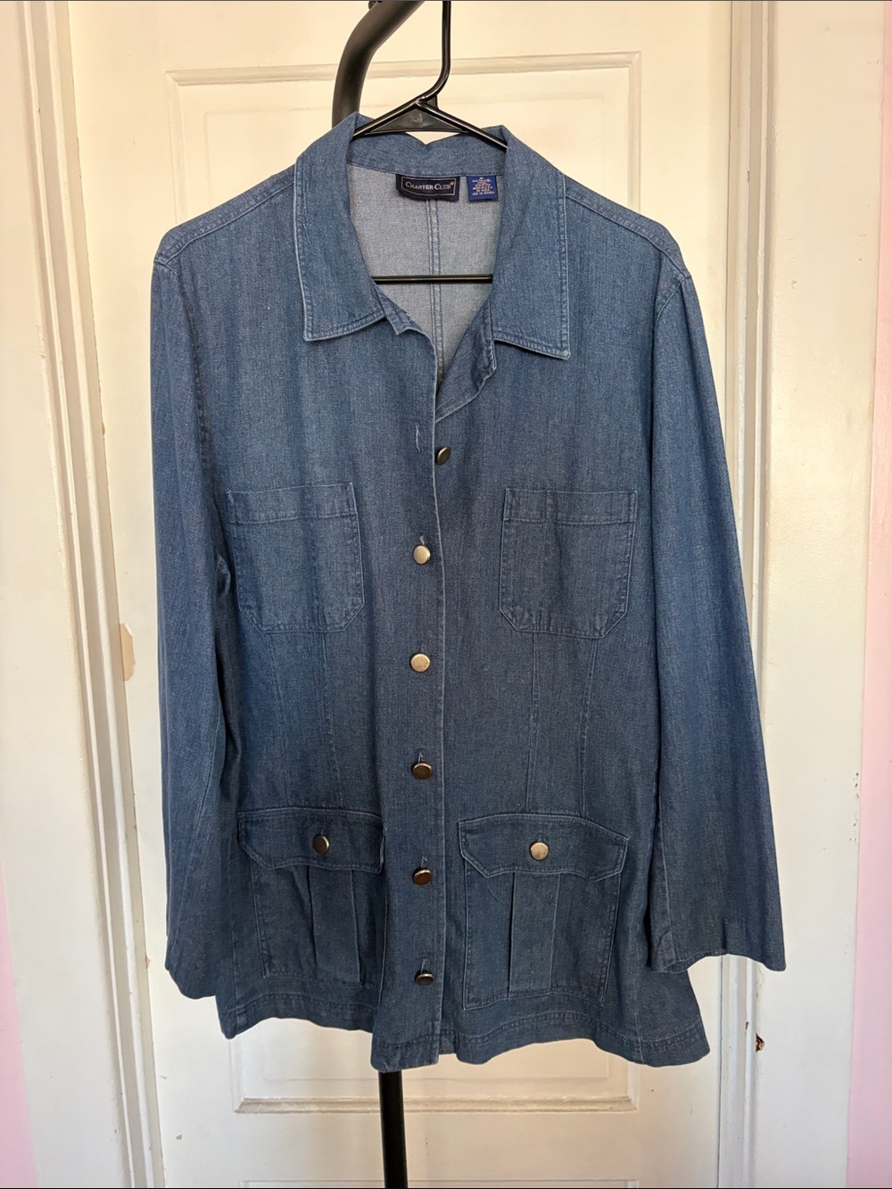 Charter Club Light Blue Denim Blazer